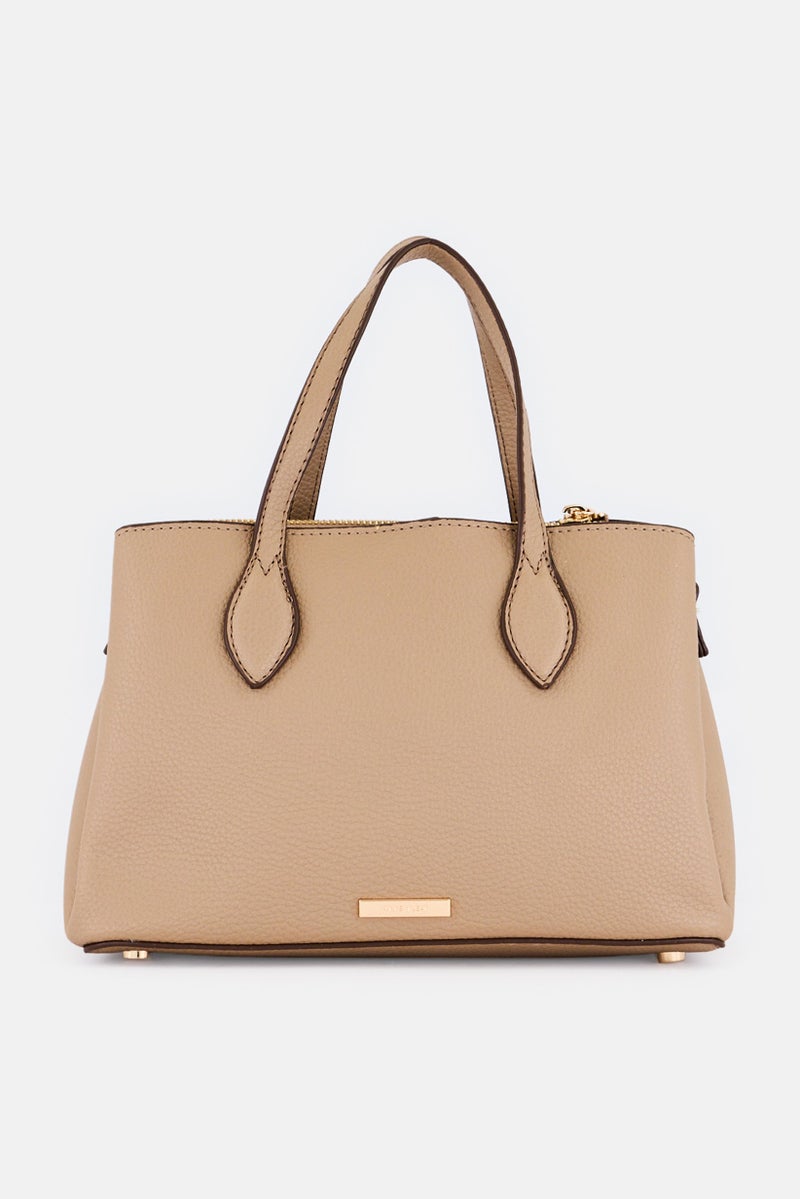 ANNE KLEIN Women Brand Logo Satchel Bag with Coin Pouch, Taupe - Image 3